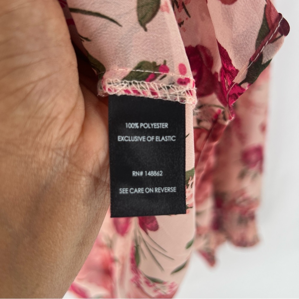 Torrid Sheer Chiffon Pink Floral Long Sleeve Blouse Size 3X - Picture 7 of 11